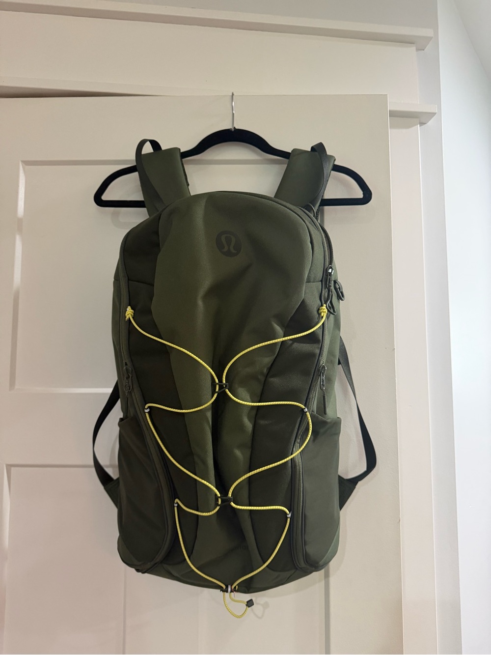lululemon athletica Olive Green Backpack with Yellow Bungee